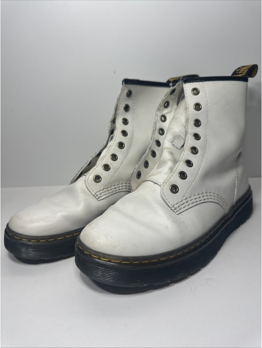 Dr. Martens Women's Leather Boots White Size 6 - Lace Up - Combat